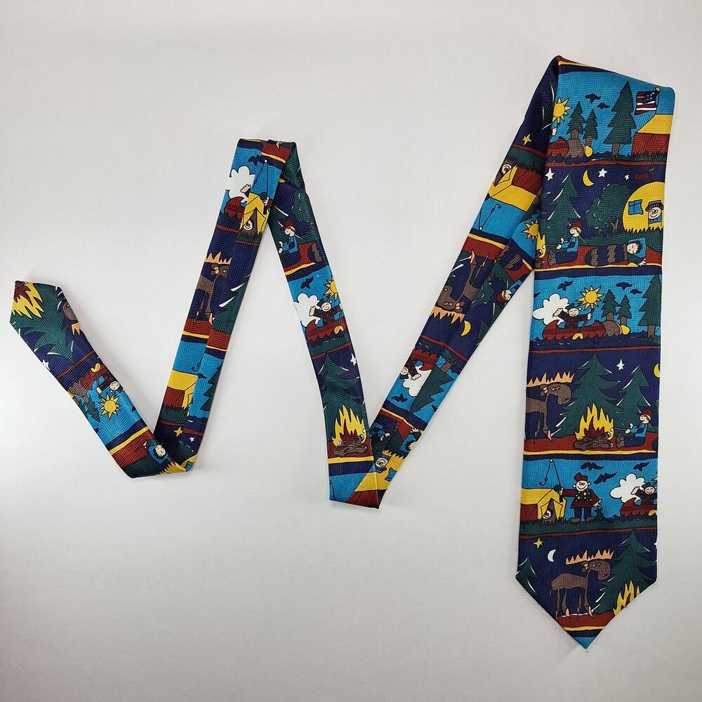 Beans McGee Necktie Mens Multicolor Outdoor Camping Animated Novelty Tie
